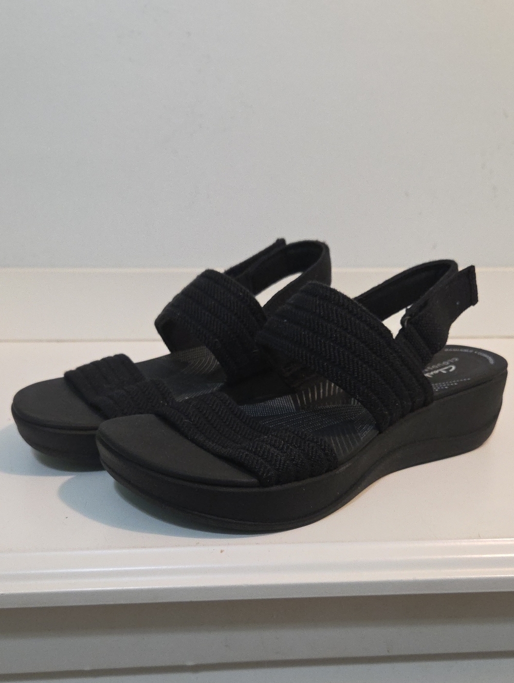 Womens Clarks Comfort Stretch Black Women's Slingback Sandals. Size 7. New.